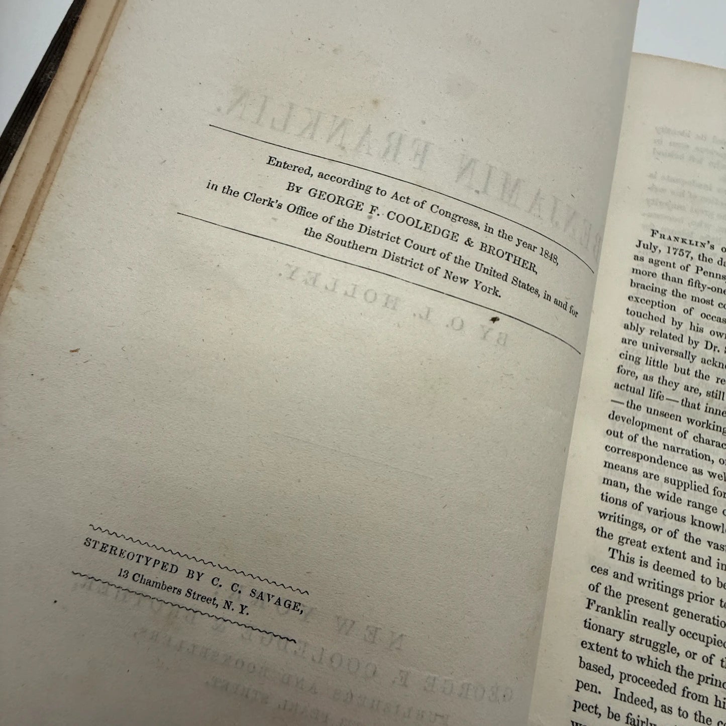 "The Life of Benjamin Franklin" by O.L. Holley — 1848