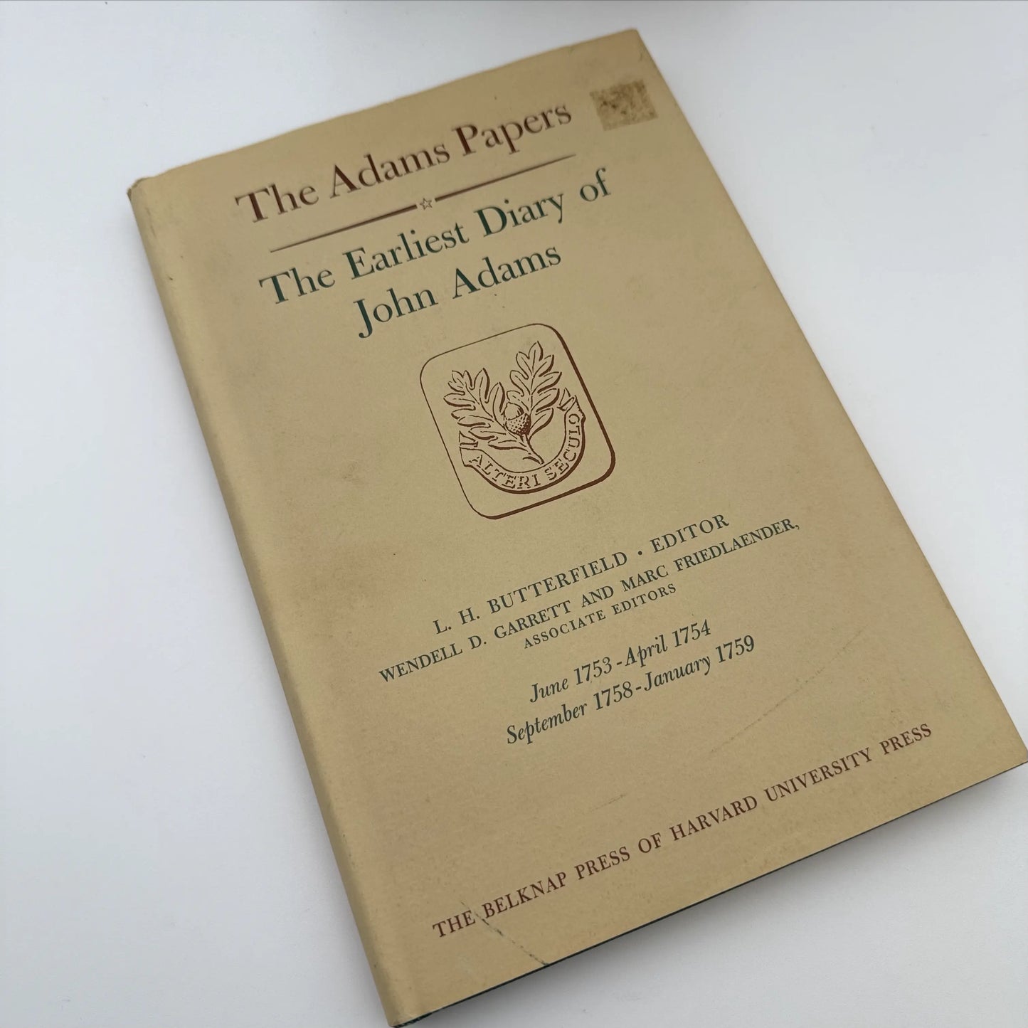 "The Adams Papers" — The Earliest Diary of John Adams — From June 1753 to August 1777 — Five volumes