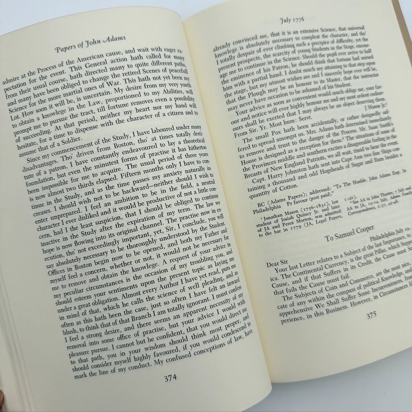 "The Adams Papers" — The Earliest Diary of John Adams — From June 1753 to August 1777 — Five volumes