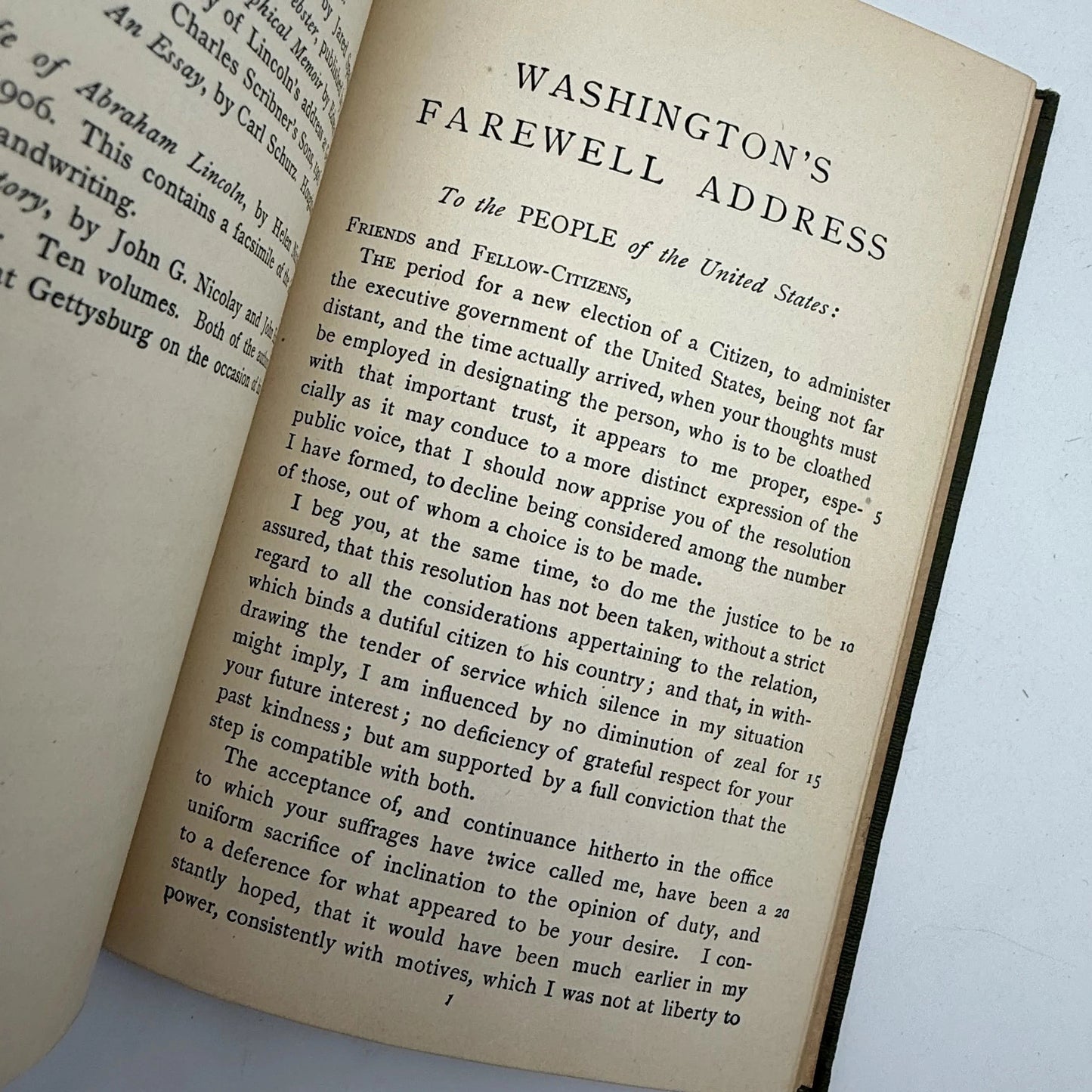 "Washington's Farewell Address, Webster's First Bunker Hill Oration, Lincoln's Gettysburg Address" Edited by Charles Robert Gaston