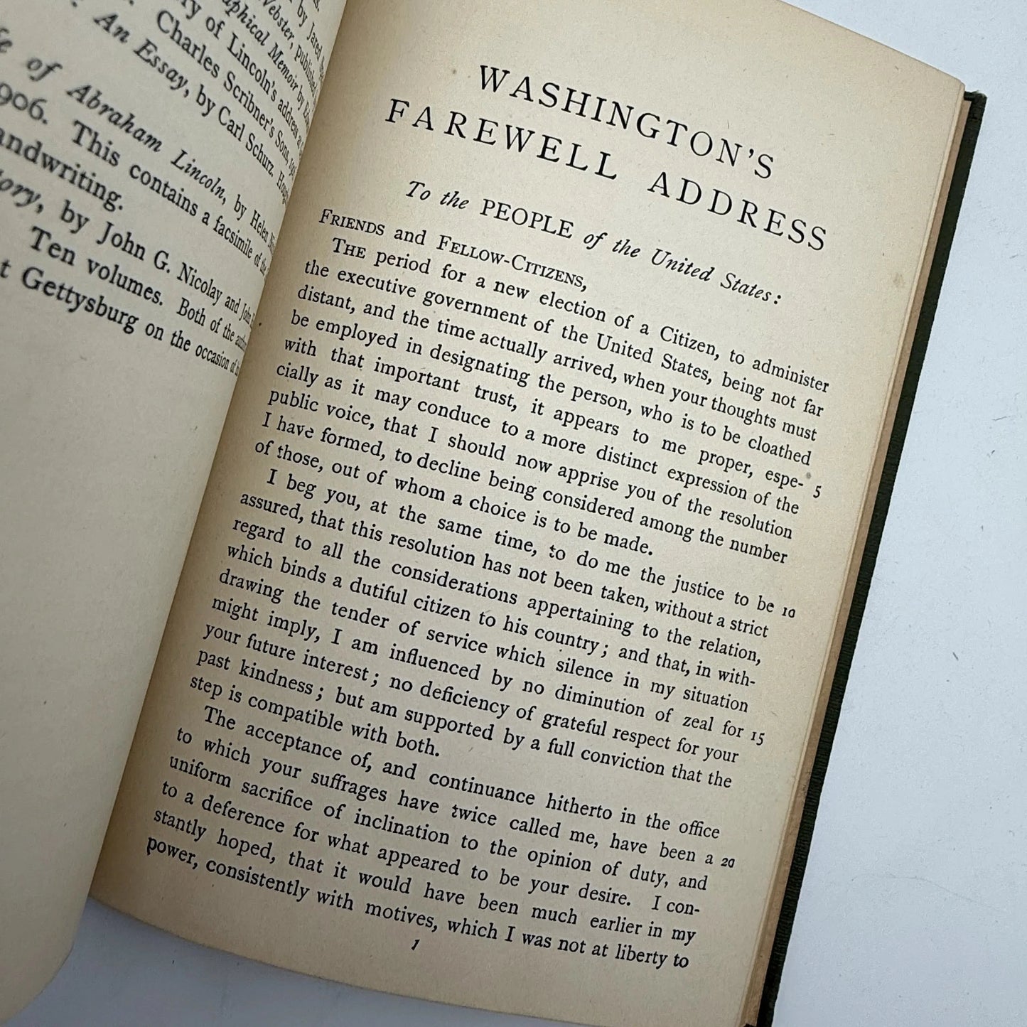 "Washington's Farewell Address, Webster's First Bunker Hill Oration, Lincoln's Gettysburg Address" Edited by Charles Robert Gaston