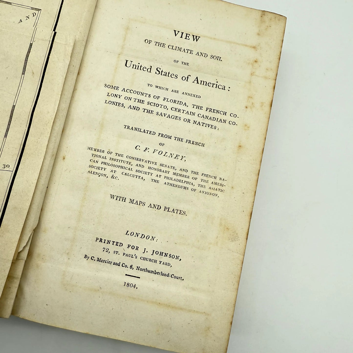 "View of the Climate and Soil of the United States of America" by C.F. Volney — 1804