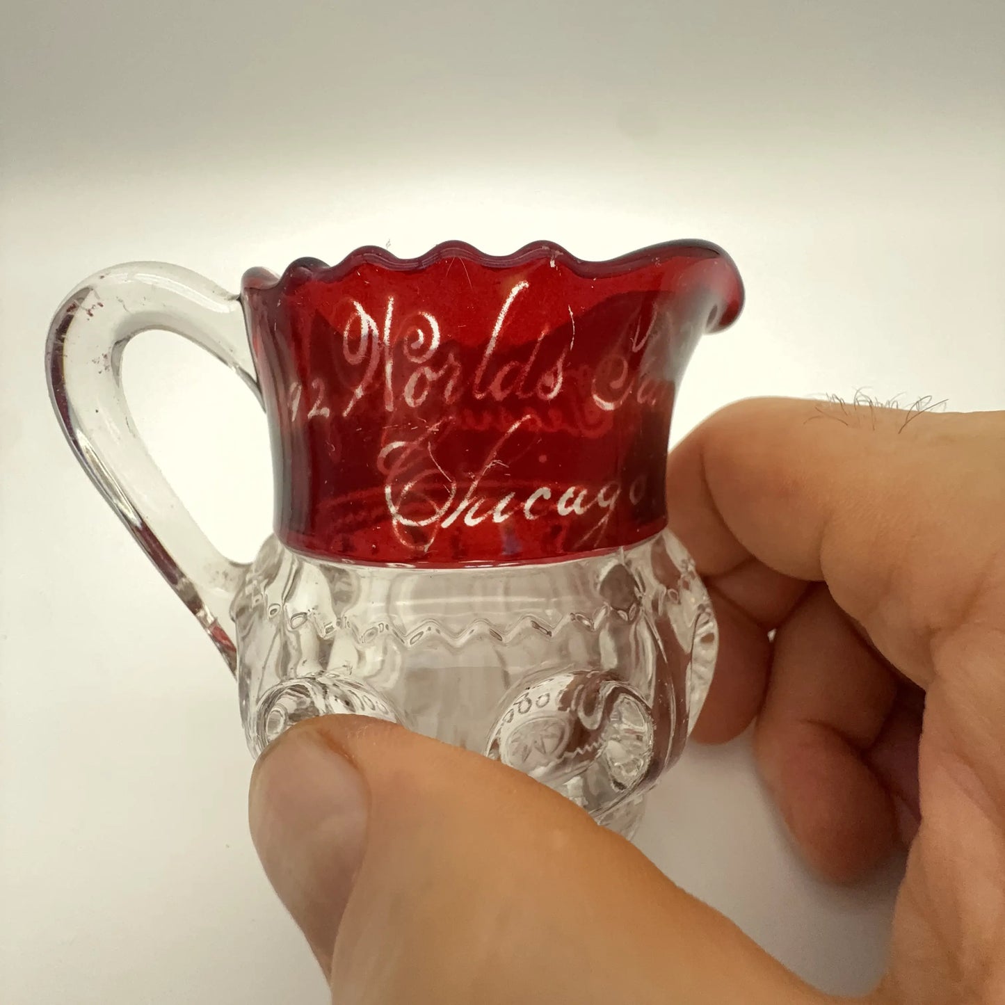 1893 World’s Fair Columbian Exposition Ruby-Dipped Hand-Engraved Glassware
