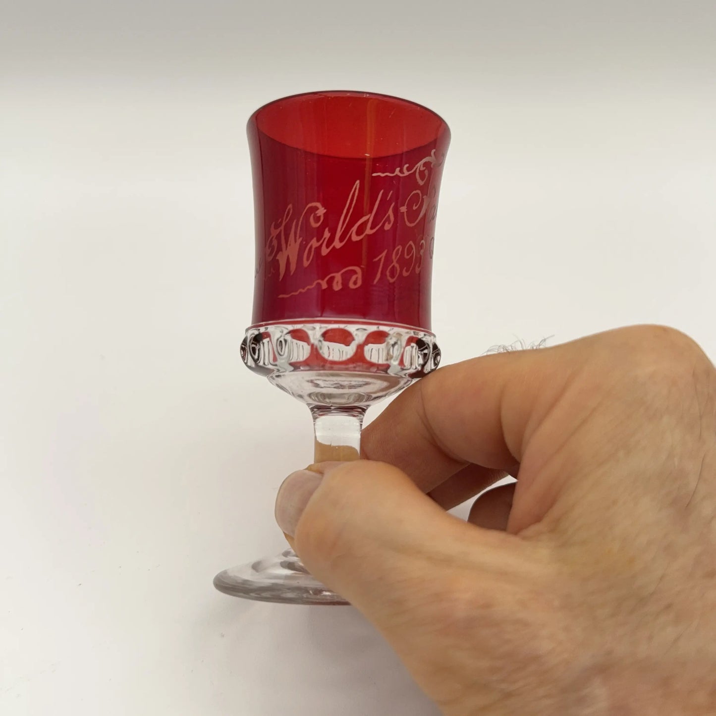 1893 World’s Fair Columbian Exposition Ruby-Dipped Hand-Engraved Glassware