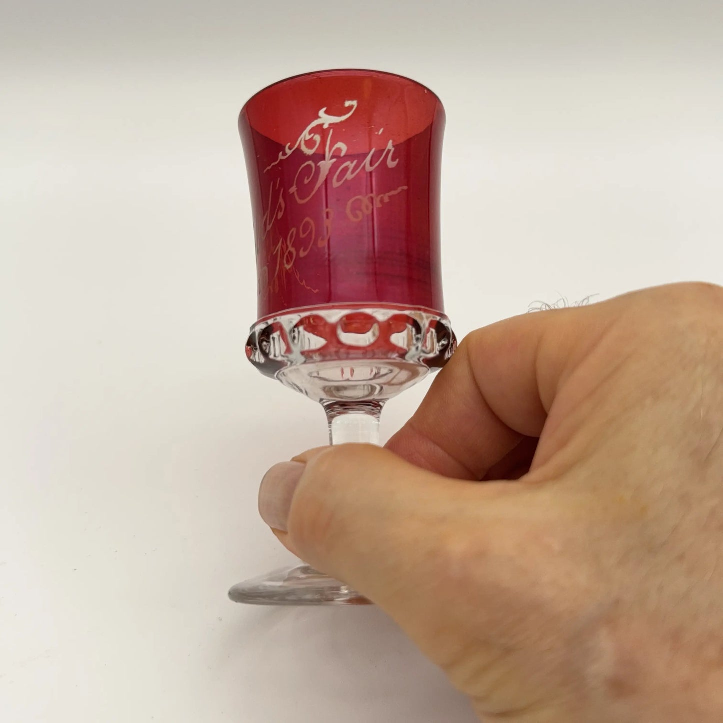 1893 World’s Fair Columbian Exposition Ruby-Dipped Hand-Engraved Glassware