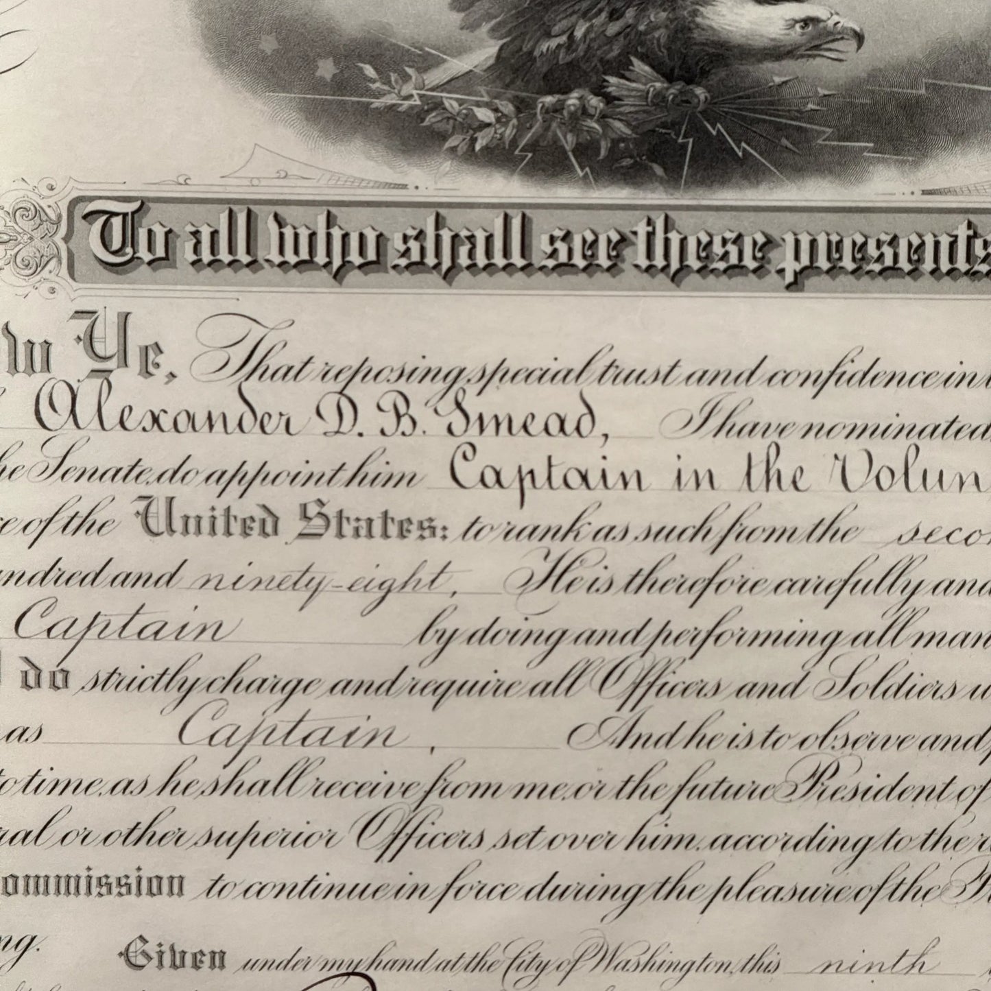 William McKinley Presidential Appointment — Signed June 2, 1898