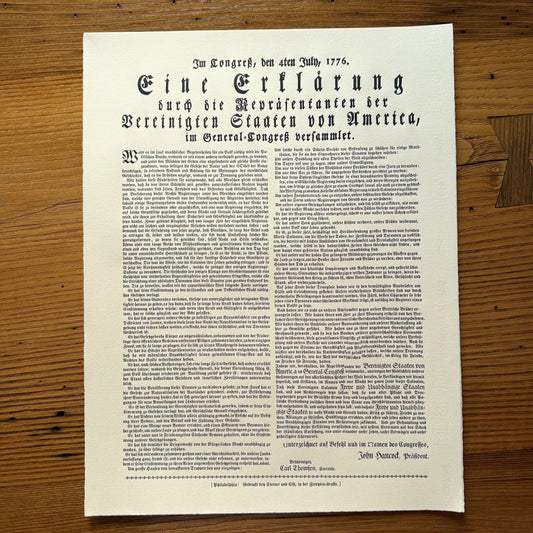 "Declaration of Independence" — Translated in German