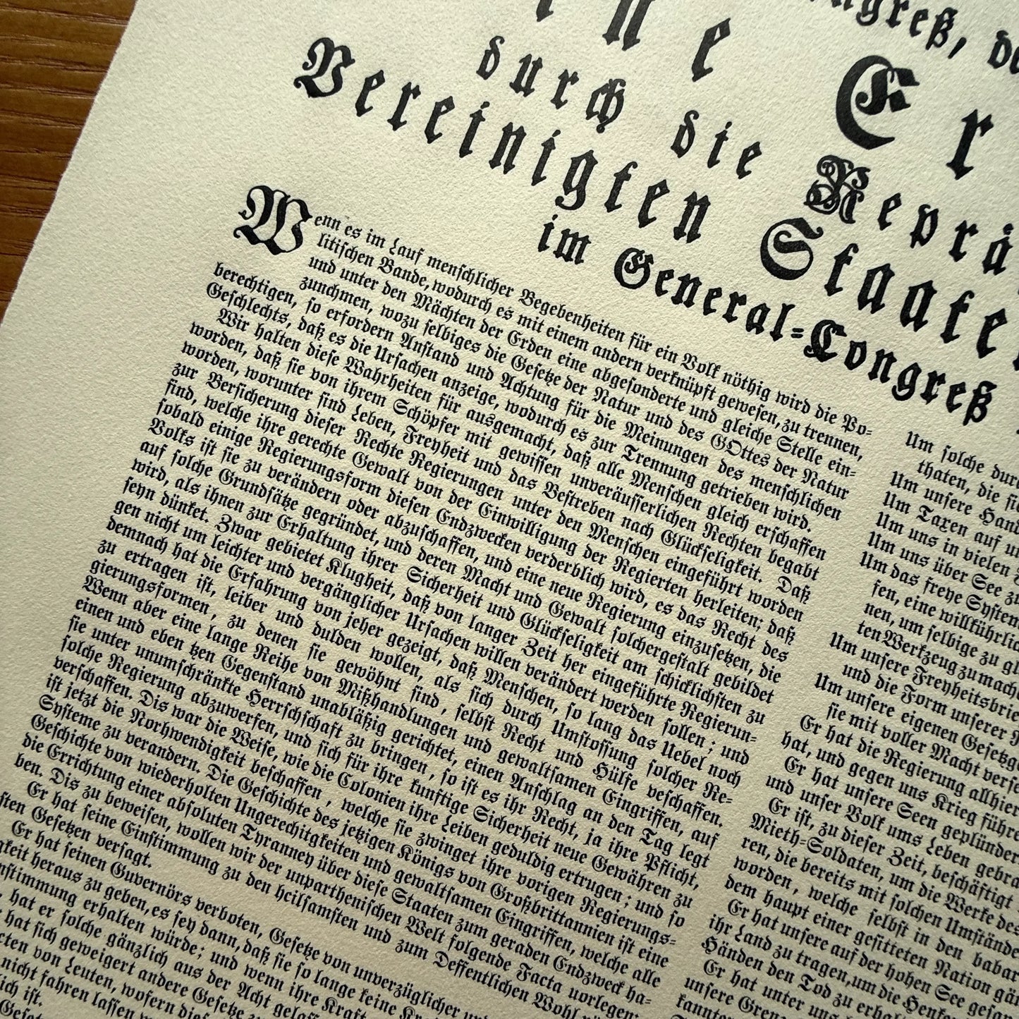 "Declaration of Independence" in German from the Printing Office of Edes & Gill in Boston
