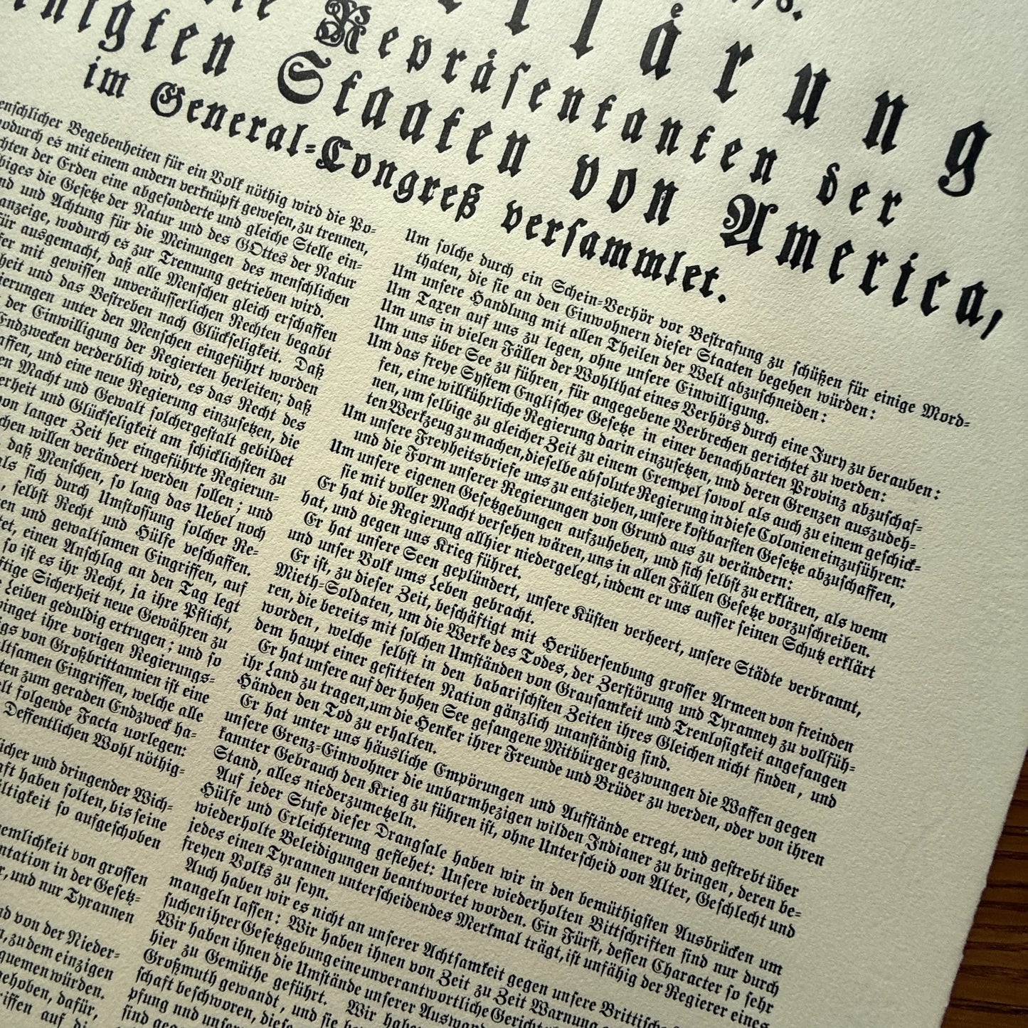 "Declaration of Independence" in German from the Printing Office of Edes & Gill in Boston