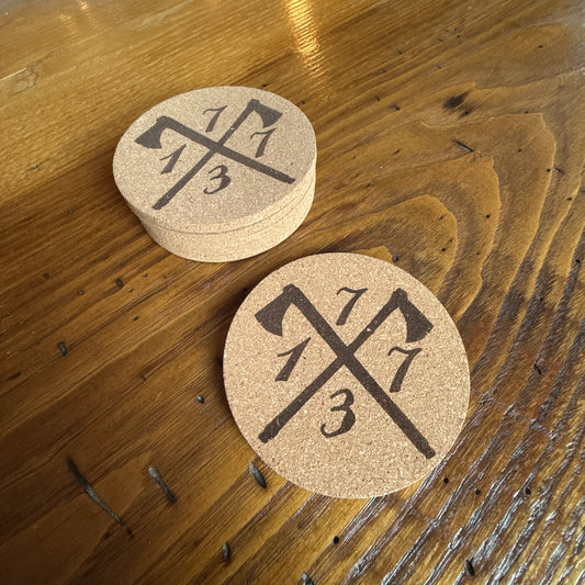 Set of 4 "1773" Boston Tea Party Cork Coasters — Made in America