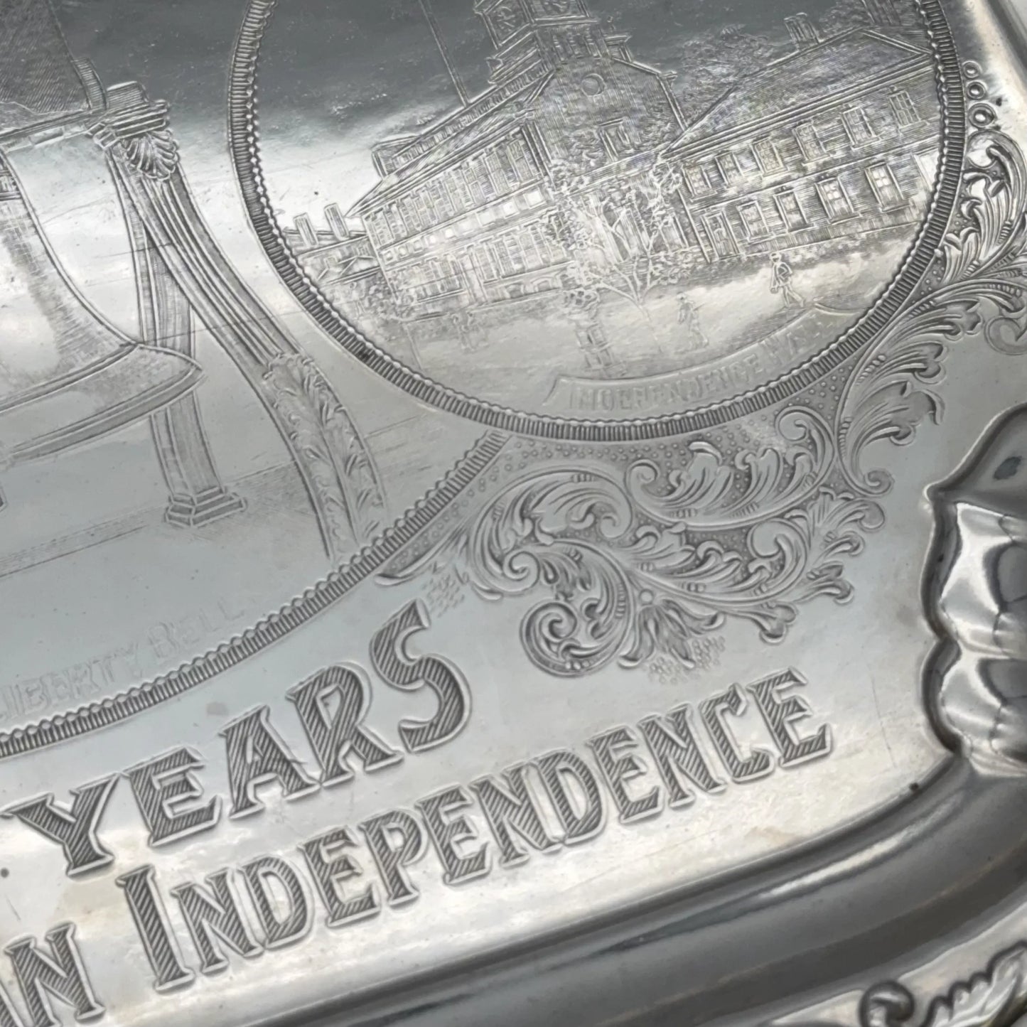 Large Sesqui-Centennial Tray — "150 Years of American Independence."
