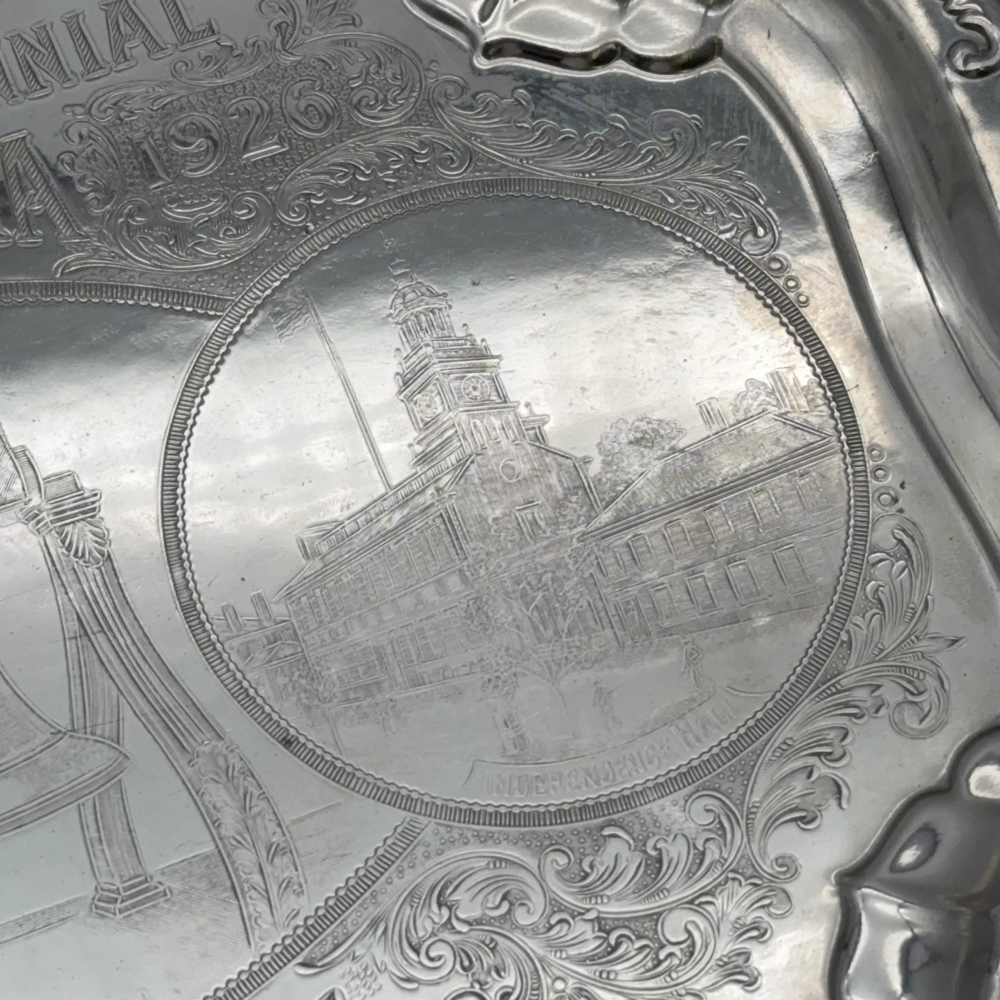 Large Sesqui-Centennial Tray — "150 Years of American Independence."