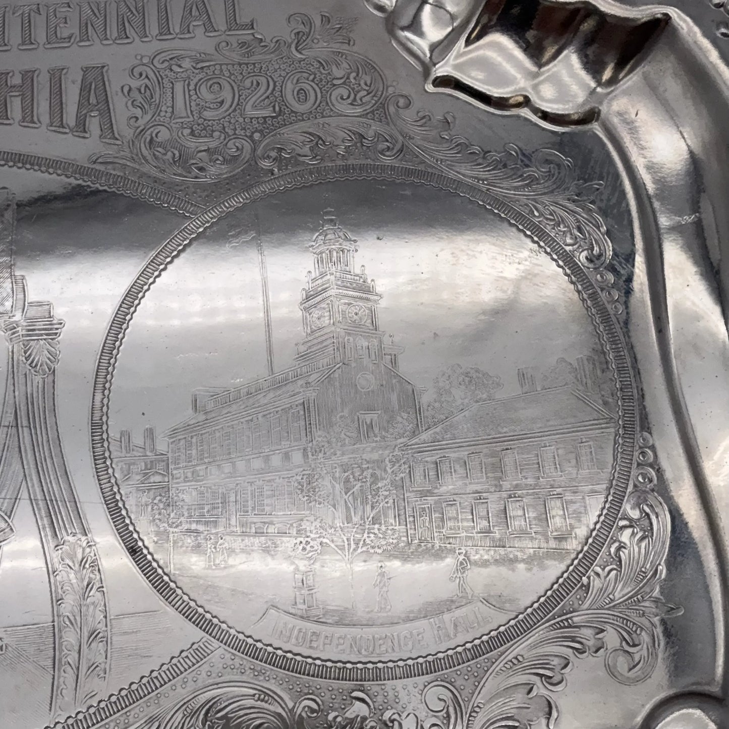 Large Sesqui-Centennial Tray — "150 Years of American Independence."