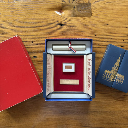 Independence Hall Wood Beam Relic in a presentation case for the Bicentennial – Individually numbered