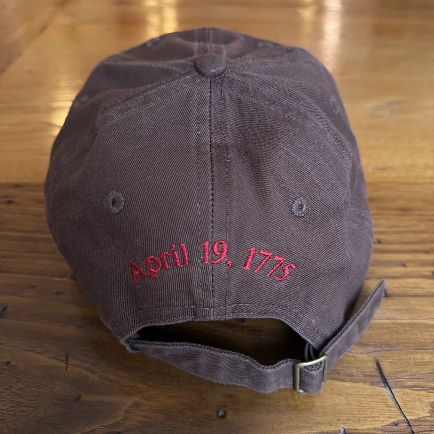 Embroidered "Paul Revere's  Ride" cap with April 19, 1775 on the back — Brown