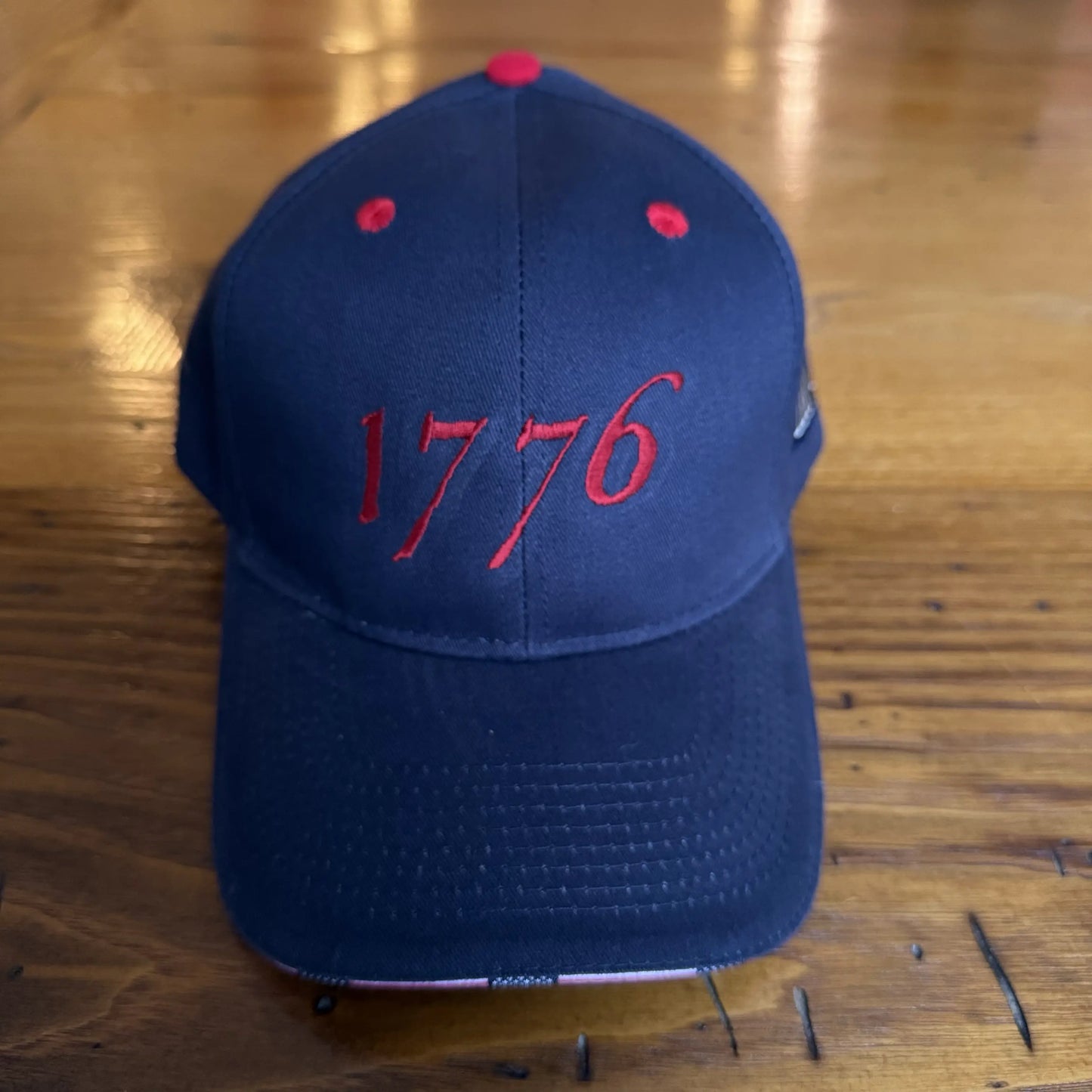 Embroidered "1776" cap with Proclaim Liberty — Dark blue with flag brim