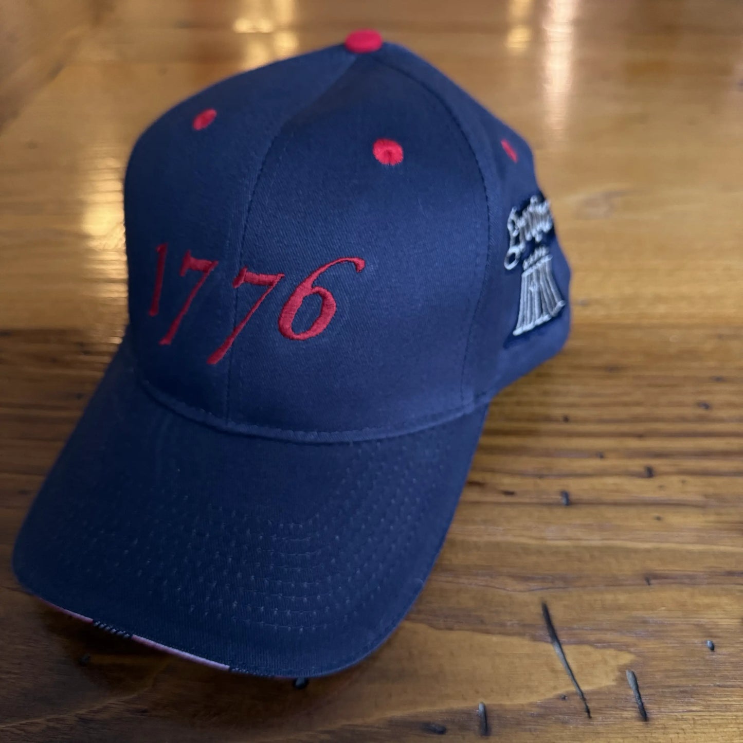 Embroidered "1776" cap with Proclaim Liberty — Dark blue with flag brim