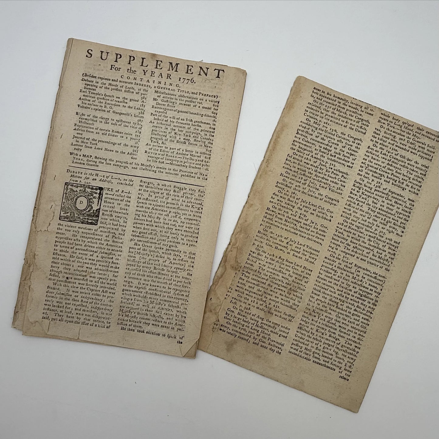 1776 Gentleman's Magazine for October and Supplement for the Year 1776, with folding map Illustrating the late Engagement in Long Island