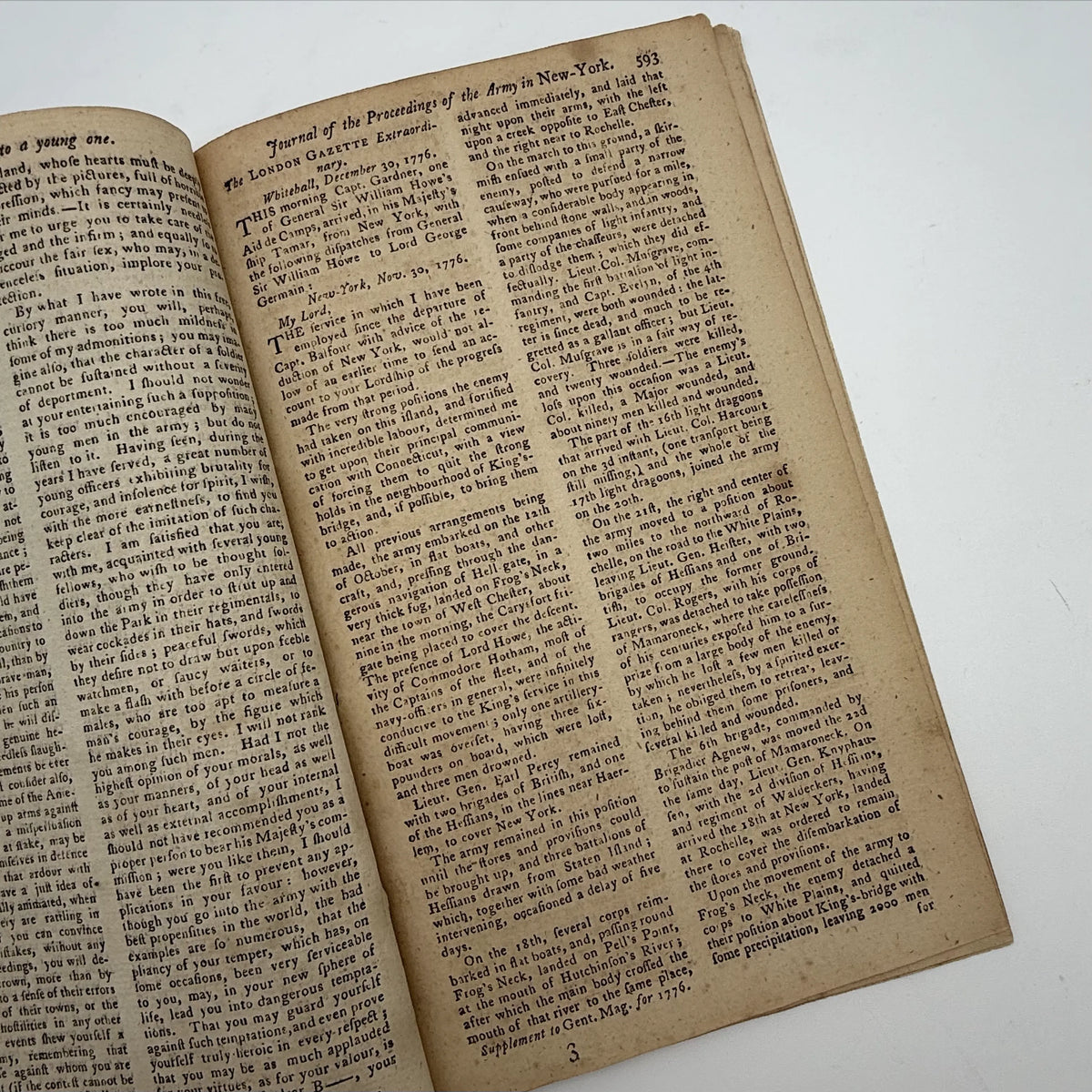 1776 Gentleman's Magazine for October and Supplement for the Year 1776, with folding map Illustrating the late Engagement in Long Island