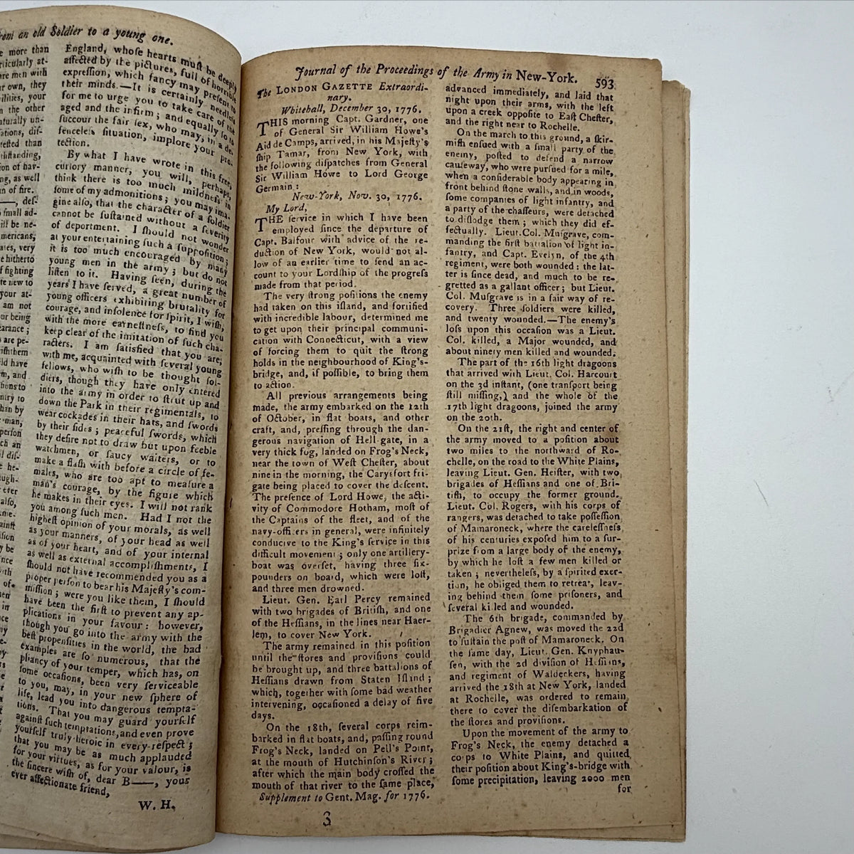 1776 Gentleman's Magazine for October and Supplement for the Year 1776, with folding map Illustrating the late Engagement in Long Island