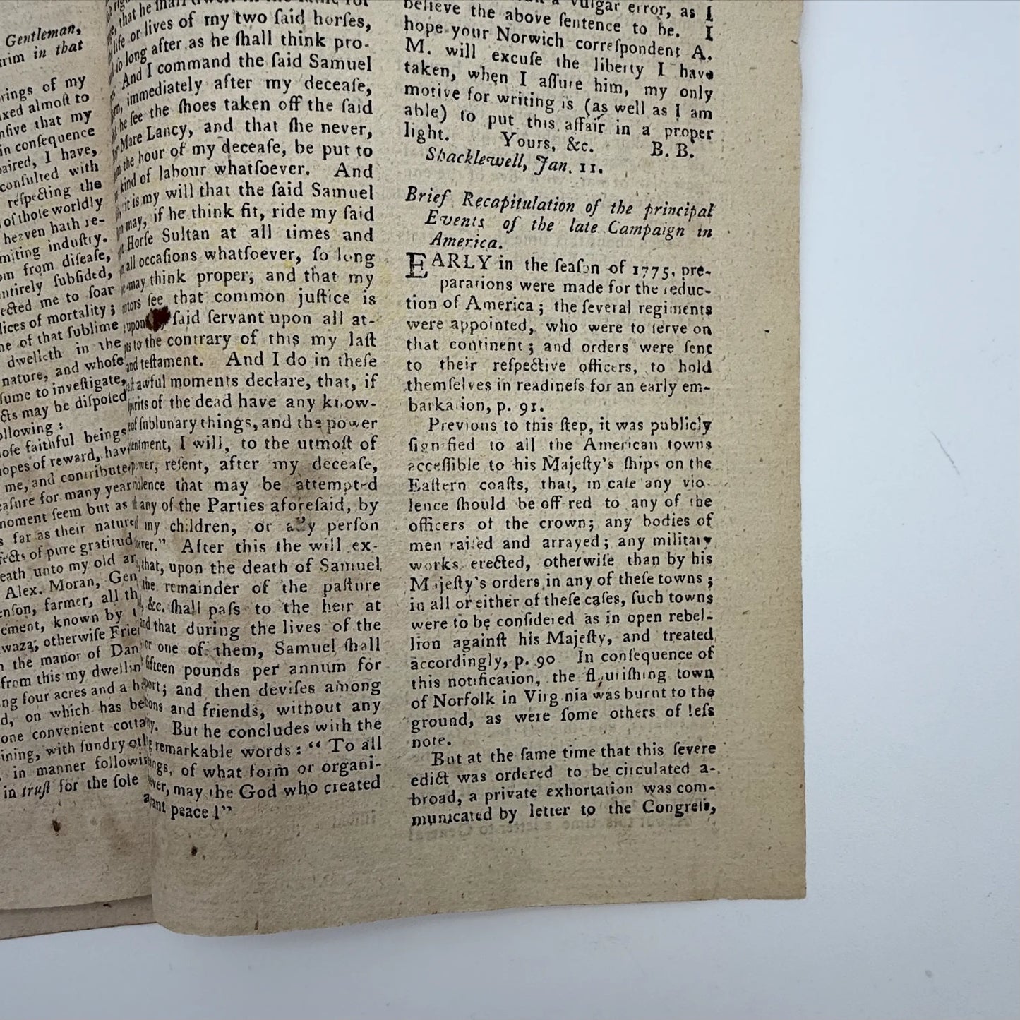 1776 Gentleman's Magazine for October and Supplement for the Year 1776, with folding map Illustrating the late Engagement in Long Island