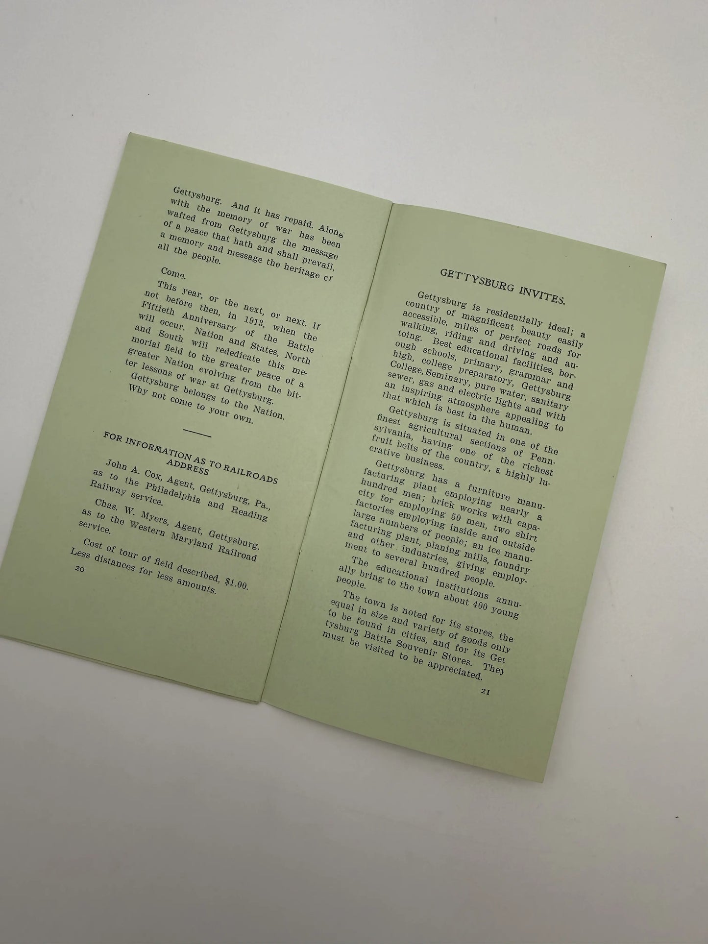 Gettysburg Fiftieth Anniversary, with map and pamphlet
