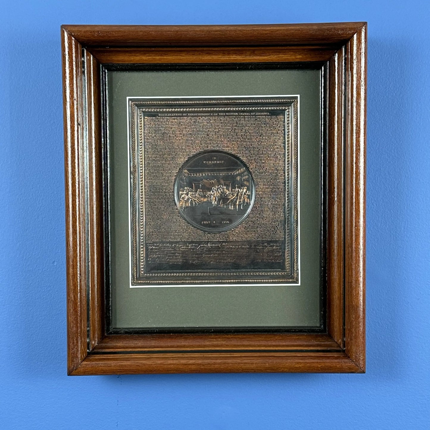 Declaration of Independence Embossed Copper Plaque — 1859