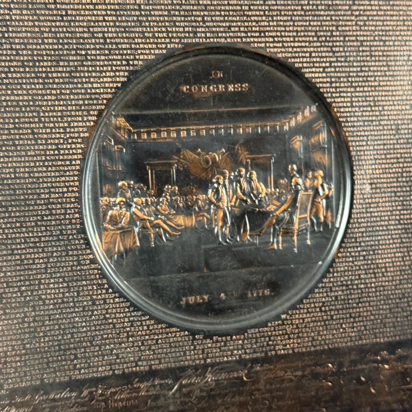 Declaration of Independence Embossed Copper Plaque — 1859