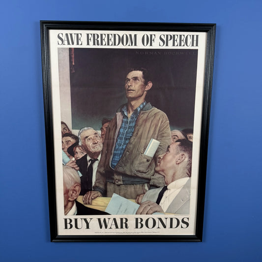 Original WWII poster — 1943 "Save Freedom of Speech - Buy War Bonds"