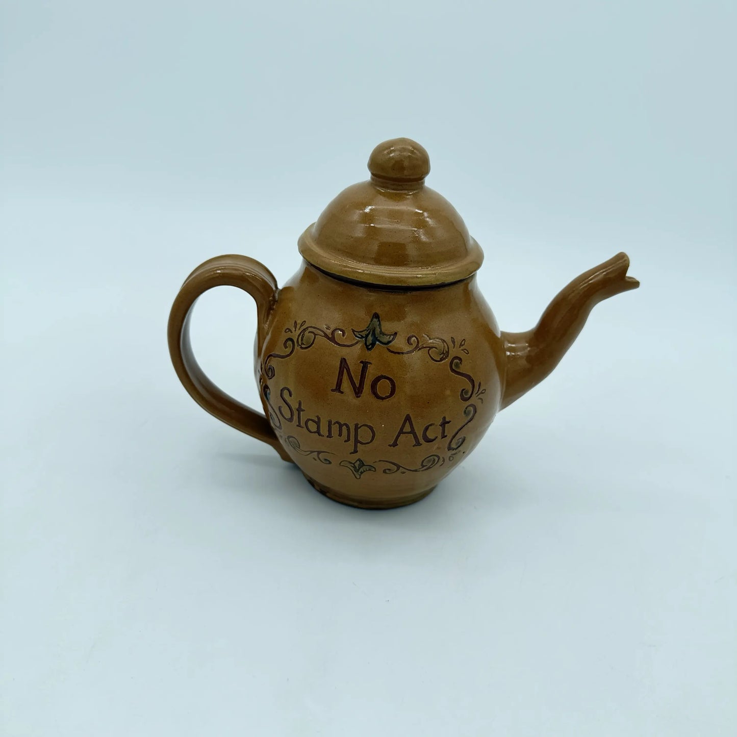 Revolutionary Teapots — "Join or Die" or "No Stamp Act" — Traditional redware made by hand in New England