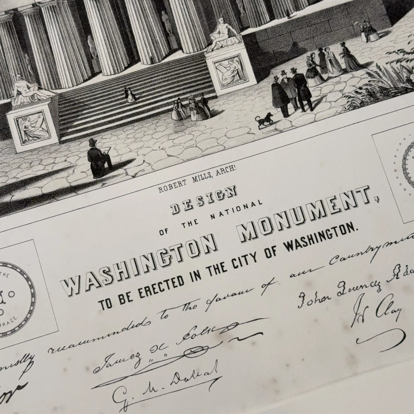 Washington Monument Fundraising Certificate — Framed