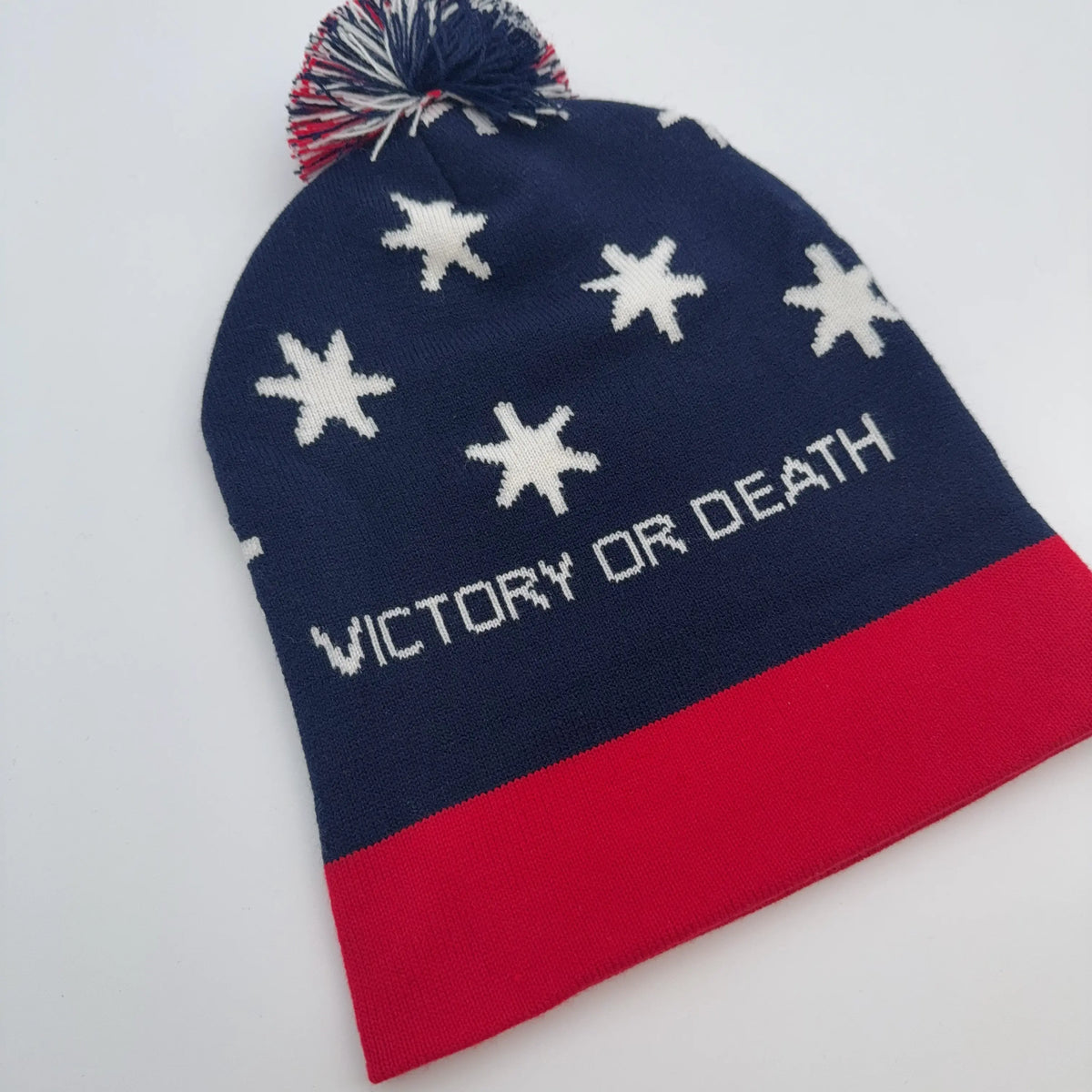 "Victory or Death" with Washington's HQ Flag Knit Pom Cap — Made in America