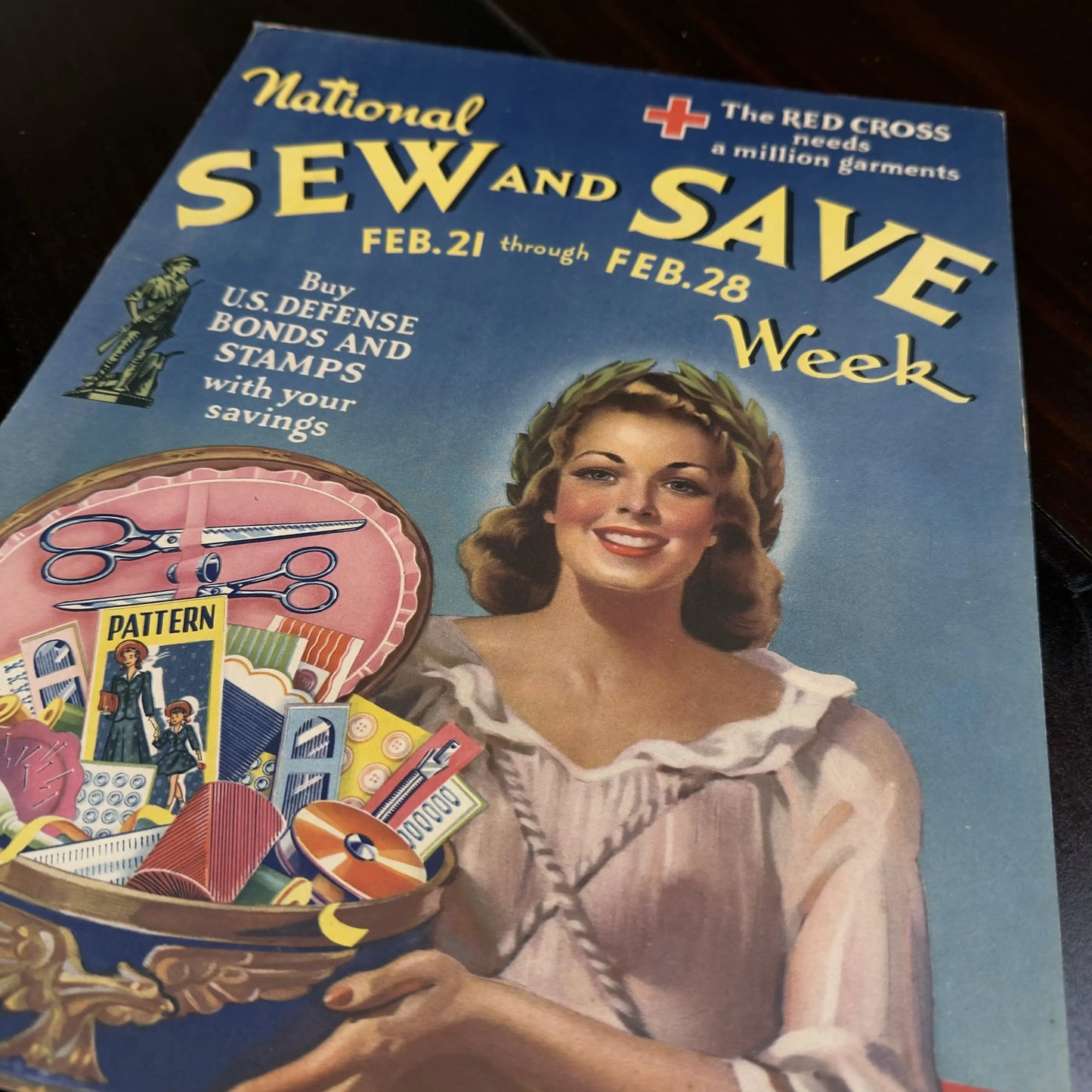 WWII Defense Bond Poster — "National Sew and Save Week"