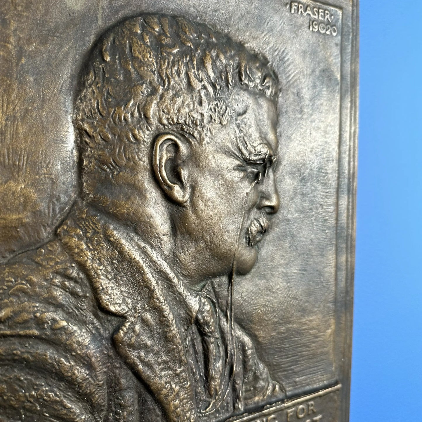 Roosevelt Plaque  — “Fighting for the right” — 1920