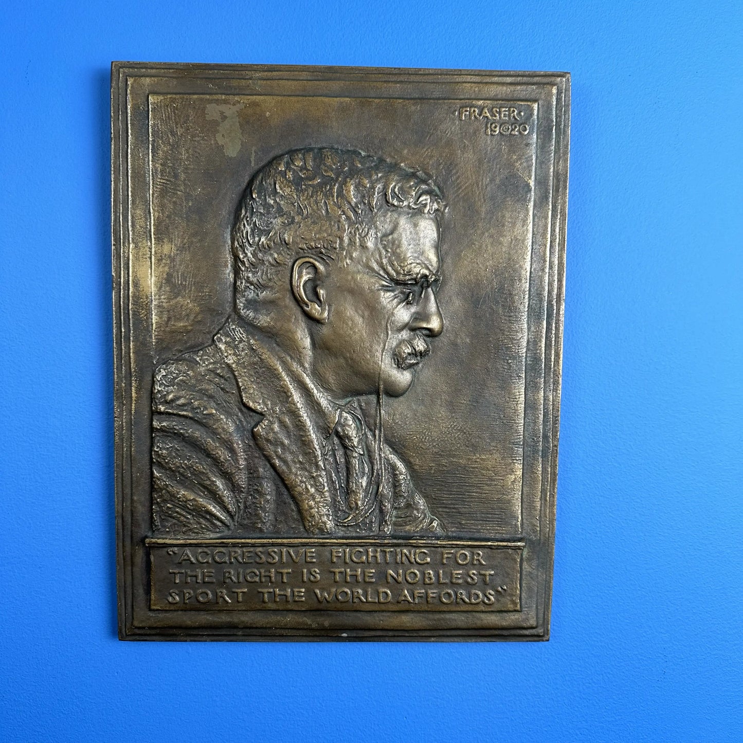 Roosevelt Plaque  — “Fighting for the right” — 1920