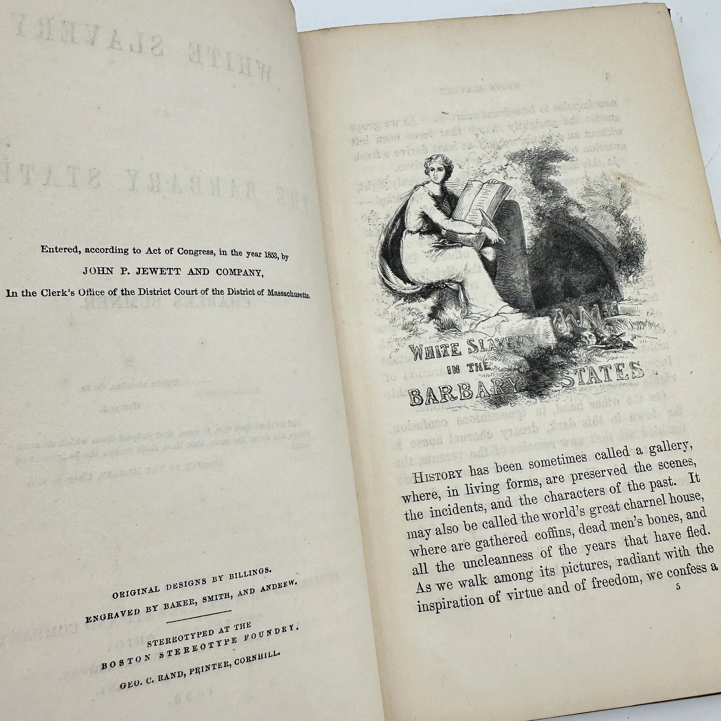 Books from the 1800s: Thirteen Months in the Rebel Army (1862), White Slavery in the Barbary States (1853), and Daniel Boone (1833)