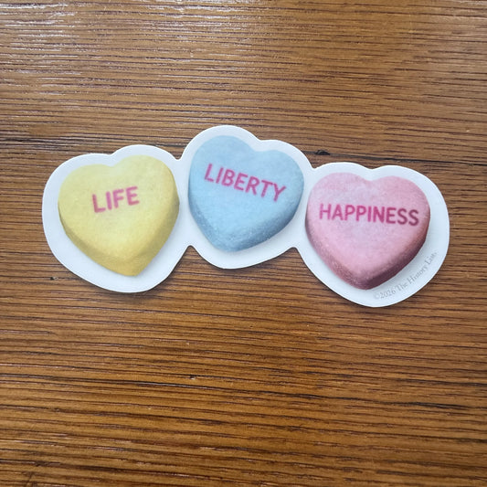 LIFE, LIBERTY, HAPPINESS — Thomas Jefferson / Declaration of Independence "Love Letter" Sticker