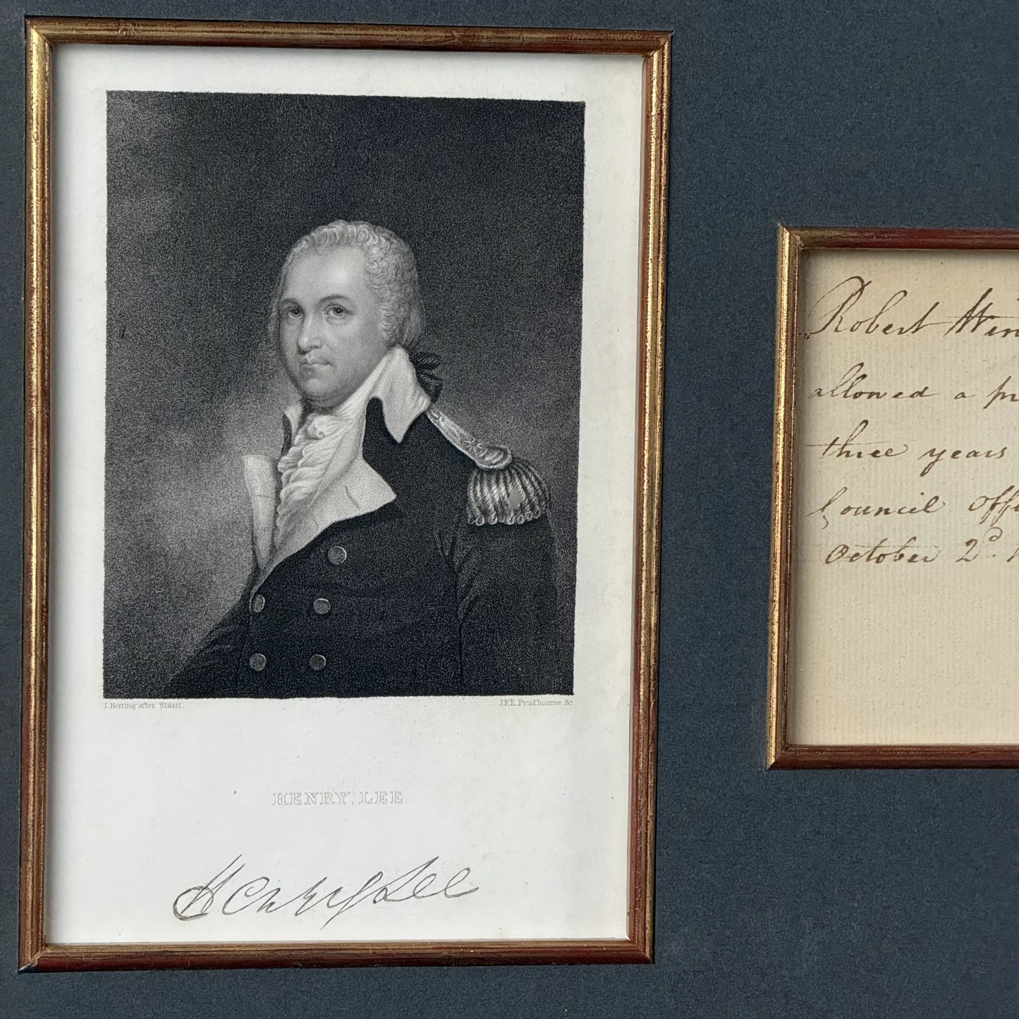 1792 Handwritten Note Signed by “Light-Horse Harry” Lee as Governor — Framed with Engraved Portrait