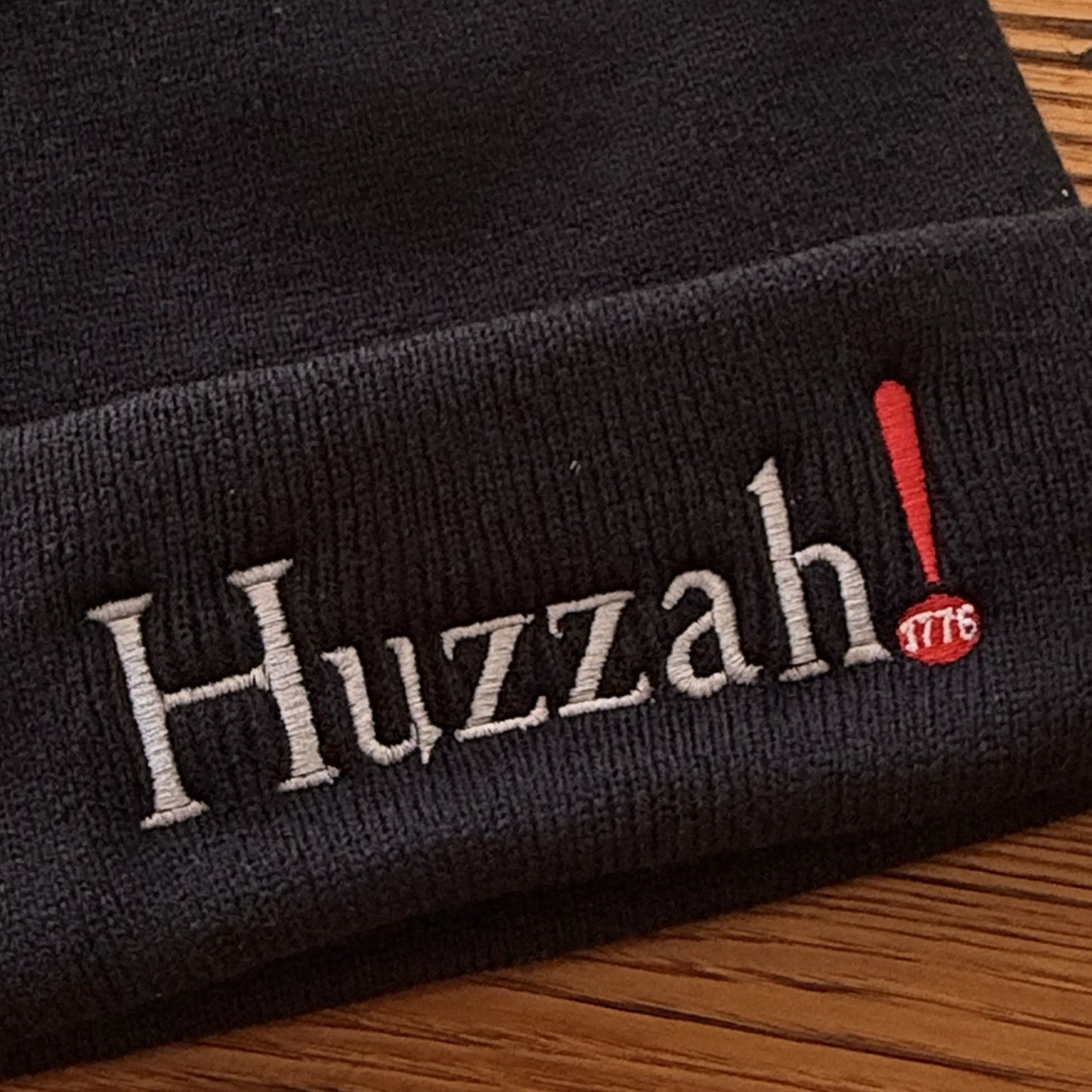 Embroidered "Huzzah! 1776" Fleece-Lined Tall Knit Cap