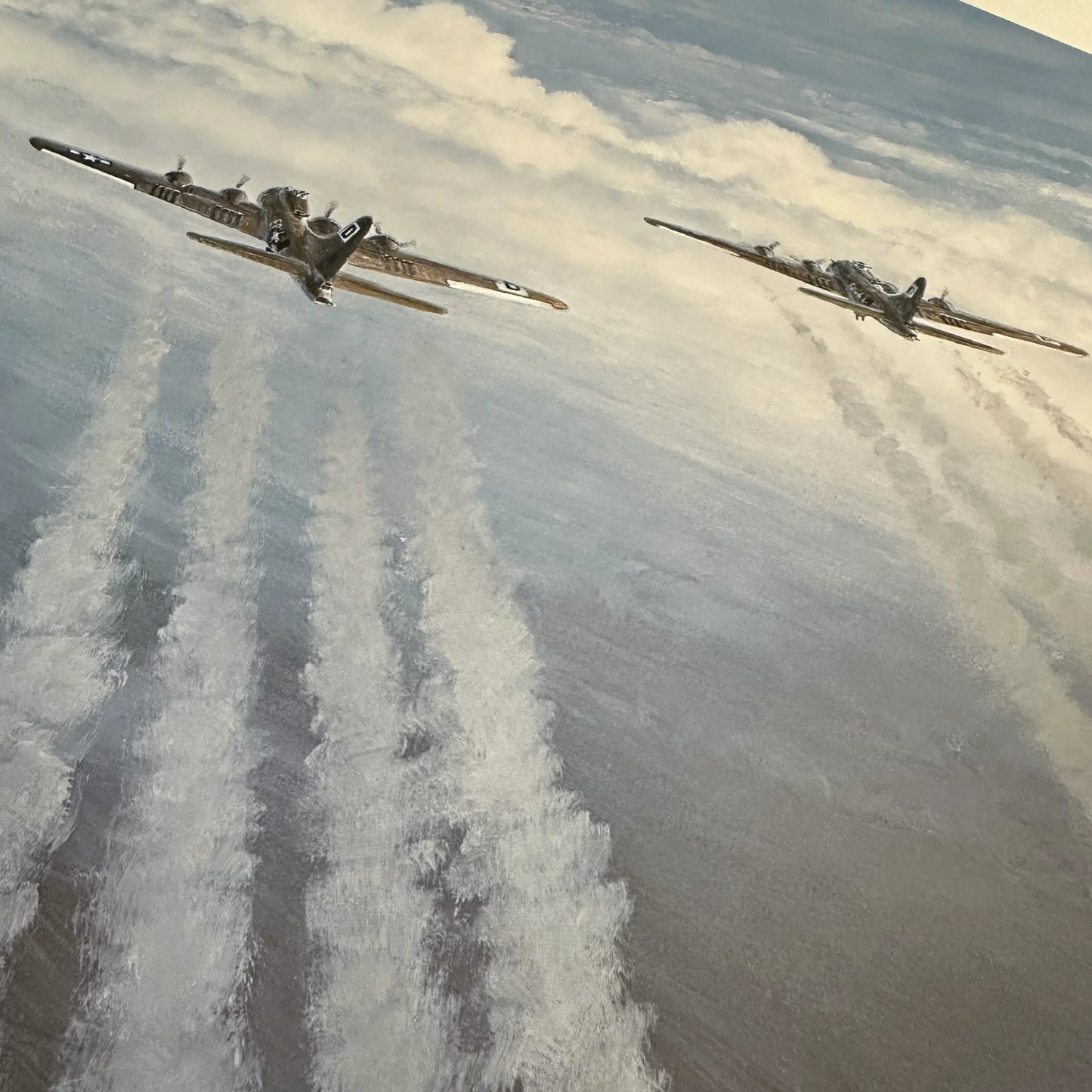 "The Hunter becomes the Hunted" WWII aviation print signed by both American and German pilots