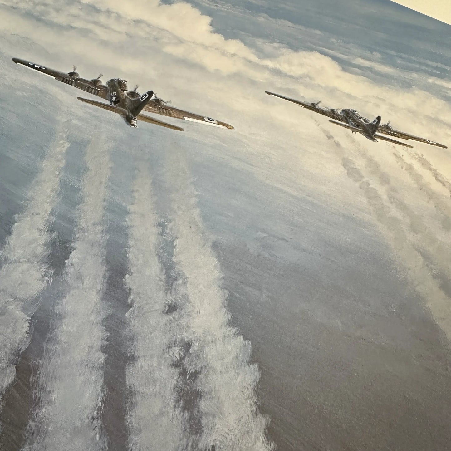 "The Hunter becomes the Hunted" WWII aviation print signed by both American and German pilots