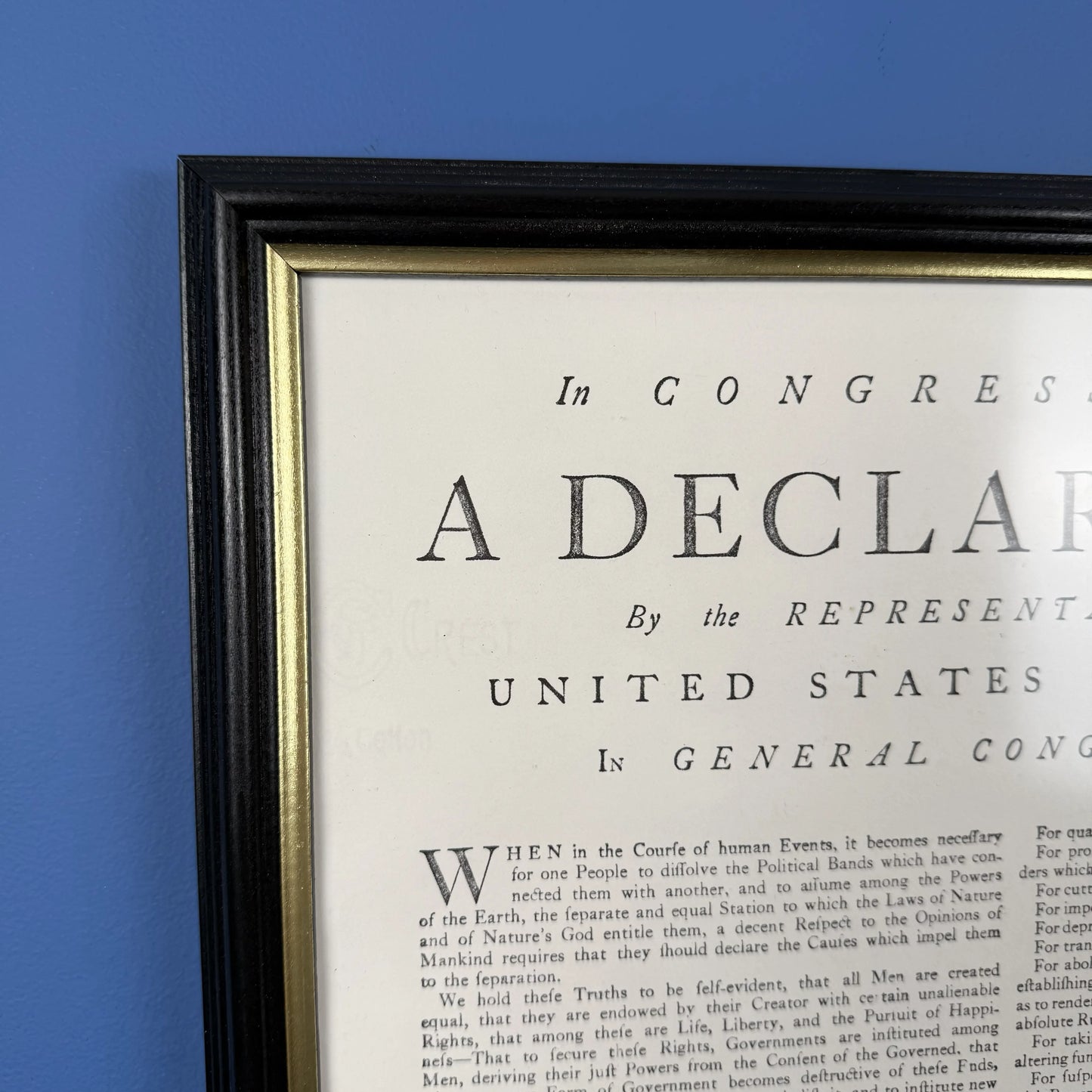 Framed "Declaration of Independence" Boston Broadside from the Printing Office of Edes & Gill in Boston