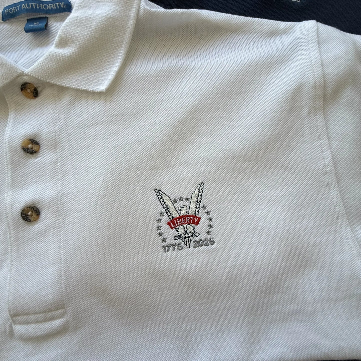 Embroidered Liberty Eagle 1776 - 2026 100% cotton pique polo shirt