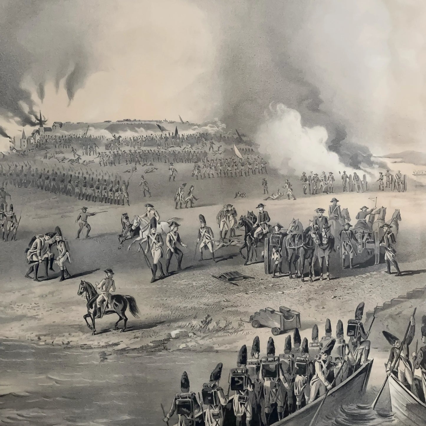 "The Battle at Bunker's Hill" — c 1870 print — Framed and matted