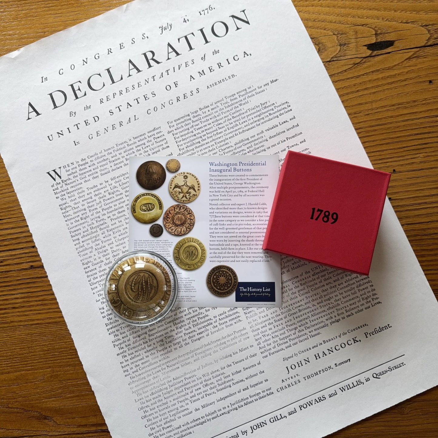 Washington Inaugural Button Glass Paperweights — Five designs — All Made in America