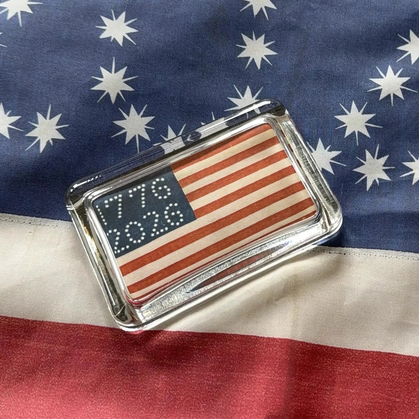 1776 - 2026 Historic American Flag Glass Paperweights — Made in America