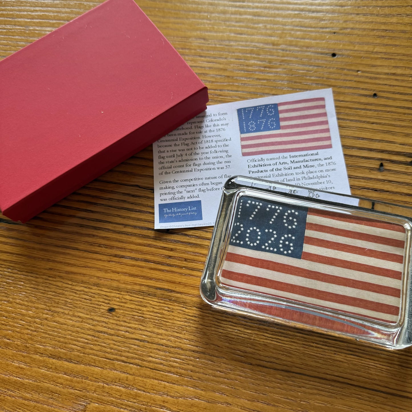 1776 - 2026 Historic American Flag Glass Paperweights — Made in America