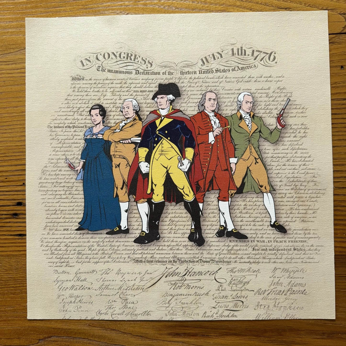 Revolutionary Superheroes and the Declaration of Independence on canvas with a gallery wrap