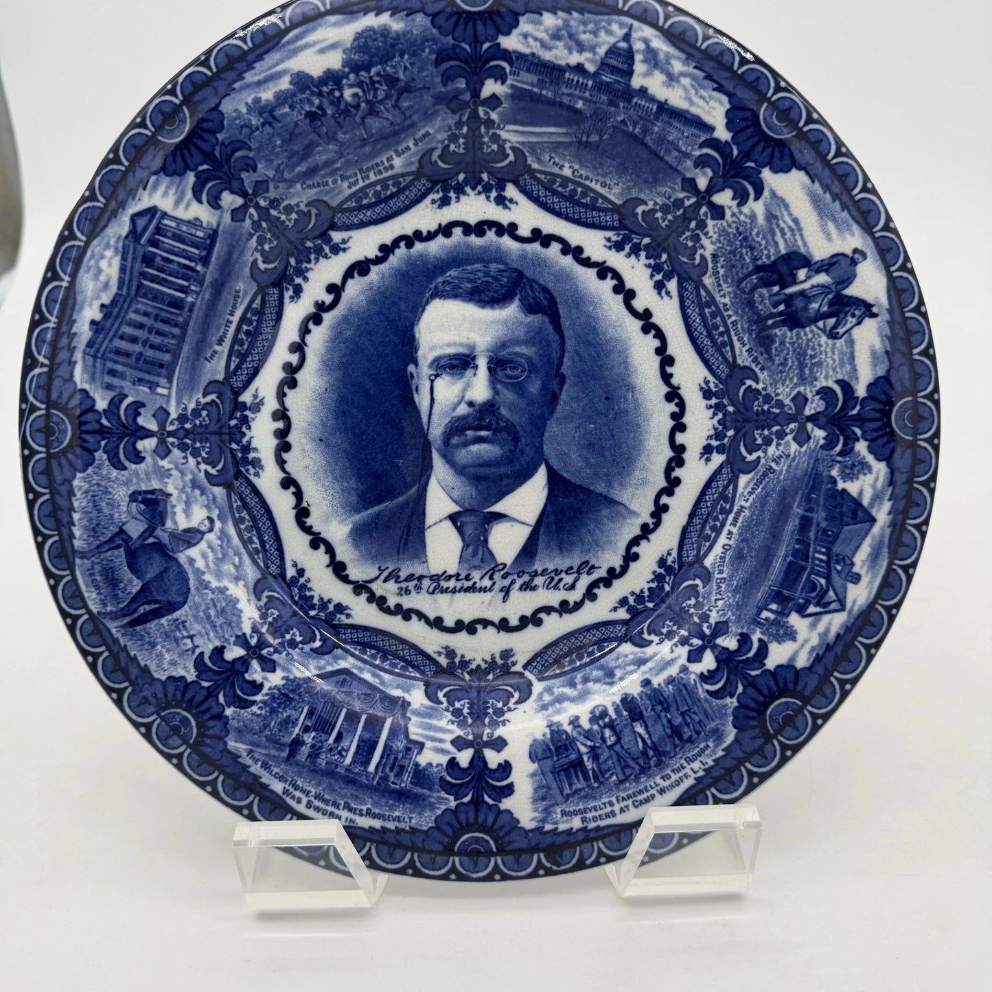 Theodore Roosevelt Plate with scenes from his life