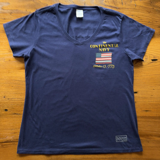 "The Continental Navy" Women's fitted v-neck shirt
